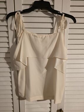 Women’s Cream Tie-Shoulder Ruffle Cami Top